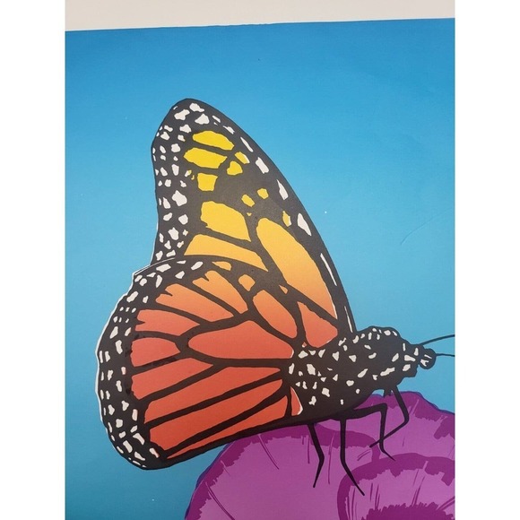 Vintage 1995 P. Alonzo "A Visita" Butterfly Floral Print - Picture 3 of 8